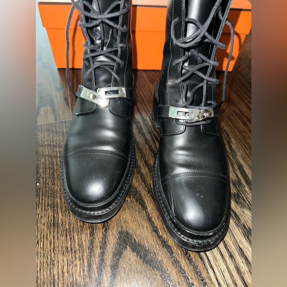 Hermes Kelly Ankle boot size 39.5 EU Glossed Calfskin black